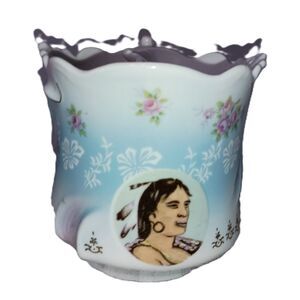 BRANDENBERG Vintage Porcelain Shaving Cup/Tooth Brush Holder Native American